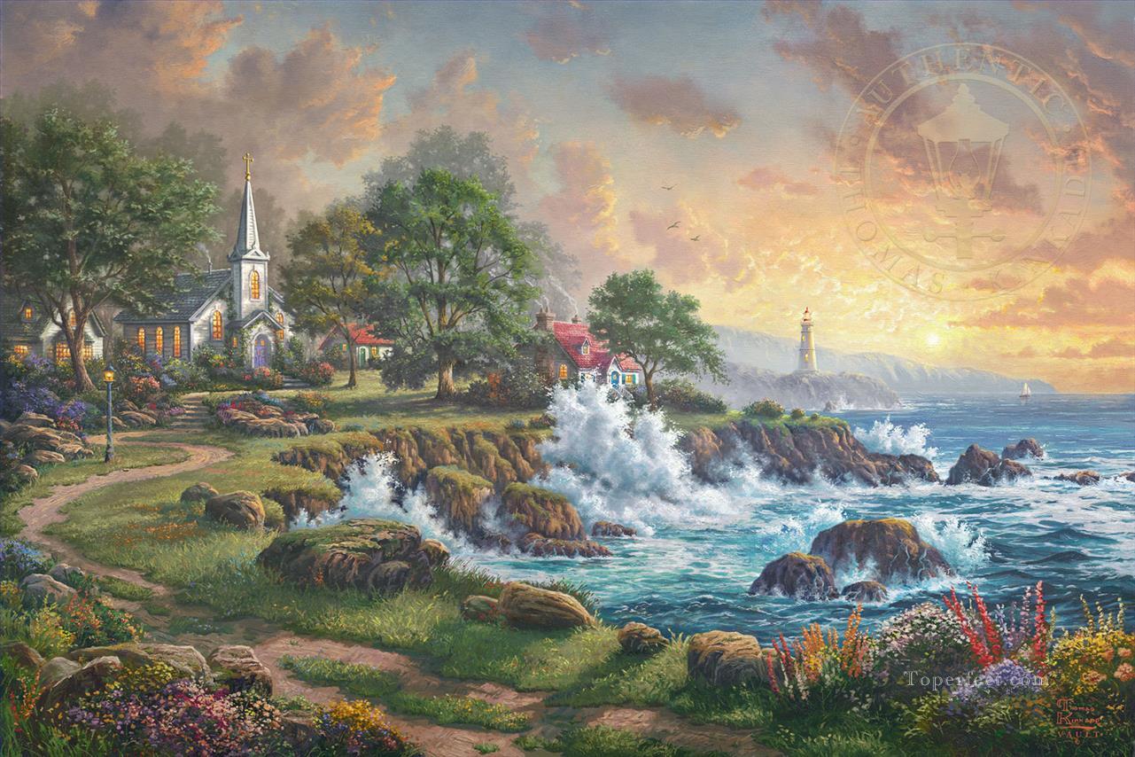 Seaside Haven church Oil Paintings